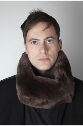 Dark brown rex fur neck warmer - Unisex